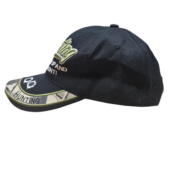 Shut Up and Hunt Hunting Hat Adjust. back 100 percent cotton Bullet Holes Brim - Picture 2 of 8